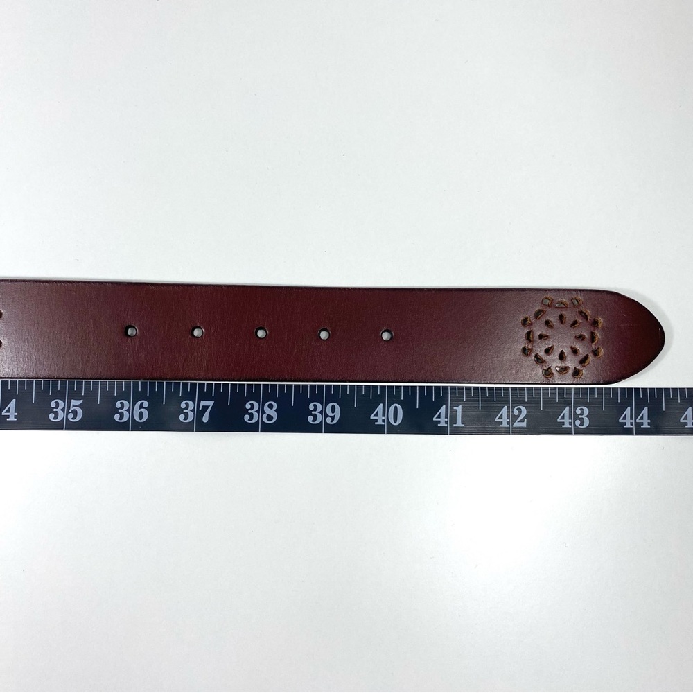 Lucky Brand Los Angeles Blossom Laser Cut Out Cognac Brown Casual Leather Belt L - Picture 9 of 14